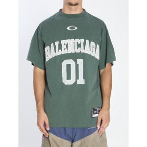 발렌시아가 그린 드라이 코튼 저지 바스켓볼 티셔츠 850353 TTV