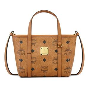 엠씨엠 로고 프린트 골드 플라크 탑 핸들 토트백 MWPFSMT03 CO