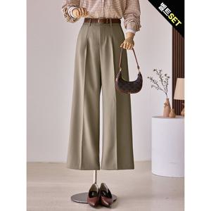 [커스텀에이블][55-77]기획 앞주름 벨트 슬랙스_T2509PT608C