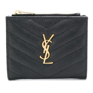 생로랑 모노그램 퀼티드 패턴 로고 카드 지갑 575879 BOW01 100