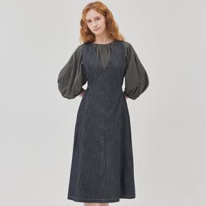 [매긴]사이드 비조 슬리브리스 데님 원피스 PBMF5F1OP3020