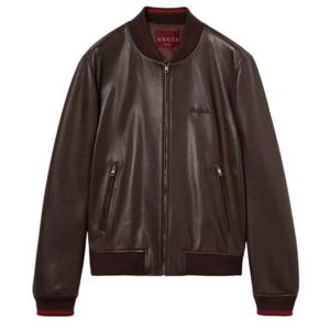 구찌 자수로고 봄버 레더 가죽 자켓 793726 XNA3M2014 Beige bro