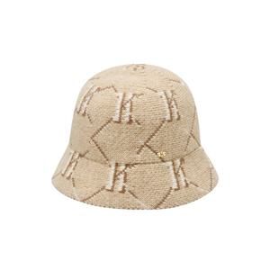 [헤지스] HIHE5F800I3_여성 베이지 로고패턴 울혼방 버킷햇