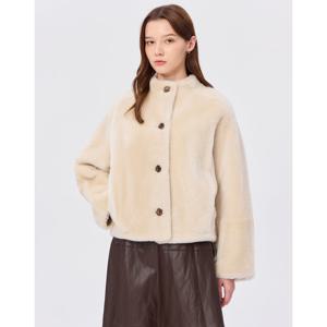 질스튜어트 뉴욕 여성 24FW 스테디셀러 아이보리 단색 양모피 점퍼 WJJU4D014IV