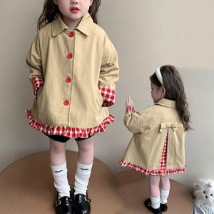 [조이멀티]레드버튼 여아동 프릴 트렌치코트 205951