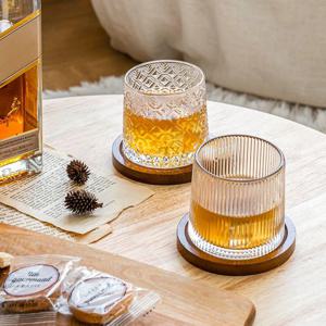 온더락 위스키 스월링 유리컵 양주잔 컵받침 세트