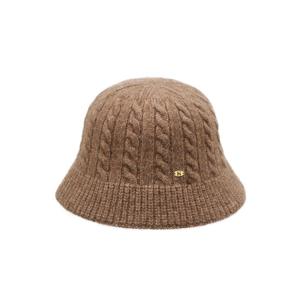 [헤지스]HIHE5F706I3_여성 베이지 짜임 로고장식 울혼방 버킷햇