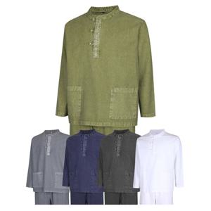 [파파브로] 남성 간절기 천연 워싱 라운드넥 생활한복 상하의 세트 SS-HBA-Q006