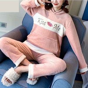 후드 수면 잠옷 상하의 홈웨어 외출복 겨울 캐주얼룩