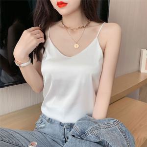 브이넥 실크 새틴 끈나시 3color DK-0014