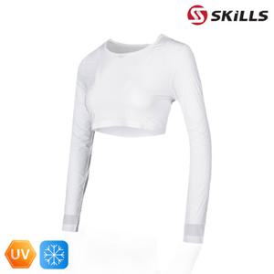 스킬스 라운드 메쉬 크롭 쿨 자외선 차단 여성 골프 이너웨어 티셔츠