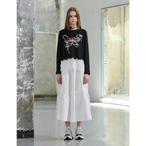 [에고이스트]  ER3OTL08밑단 레이스 프린팅 티셔츠