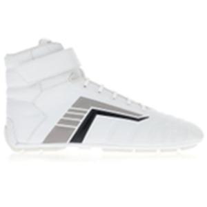 25 FW 프라다 Rev 레브 화이트 10mm 하이탑 레더 레이스업 스니커즈 2TG172A21