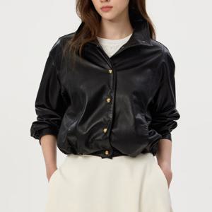 질스튜어트뉴욕   25FW 블랙 단색 양가죽 점퍼 JSJU5D410BK