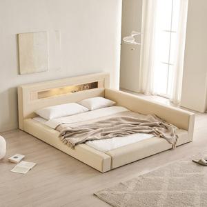 삼익가구 포레티 편백나무 LED조명 밸런스형 가죽 침대(텐셀 독립스프링 매트리스-라지킹)