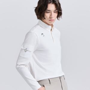 챌린저 남성 리파인드 포켓삼각링 카라 긴팔 티셔츠 오프화이트_CHE3MLT5317OW