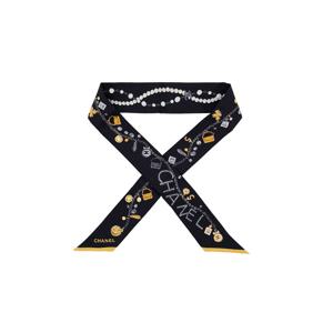 [엘러브] 새상품 샤넬 25B 헤어밴드 트윌리 블랙/옐로우 5ET1464