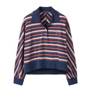 [쥬크]카라포인트 스트라이프 크랍 티셔츠 (Z244MSM015)