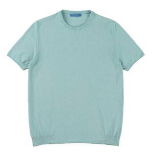 [빠니깔레]MARIO이태리직수입 아쿠아블루컬러 슬림핏크루넥 반팔면니트티 f-gnit01aq