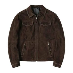 [빠니깔레]MARIO이태리직수입 고트스킨스웨이드 스티치염소가죽자켓 f-gljp01dbr