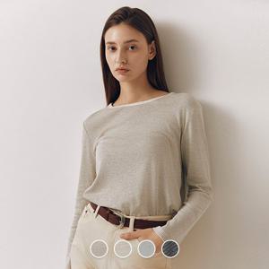 [지오다노]여성 가을 라운드넥 스트라이프 긴팔 면 티셔츠 325954