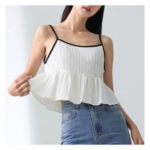 [미쏘]배색 끈 뷔스띠에 블라우스 (MIWBNC802G-T)