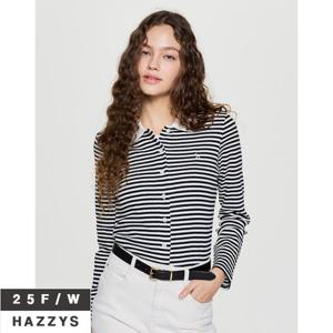 헤지스여성 HSTS5D812 펀칭 스트라이프 풀오픈 긴팔 폴로 가디건