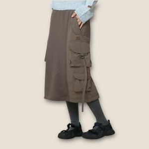 W 우븐패치 비죠 카고 스커트(다크그레이) BE43LS02W150