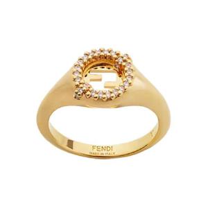 FENDI Gold Colored Ring with FF Design and Crystal Decorations in Bronze Woman 8AL084ATEPF089U