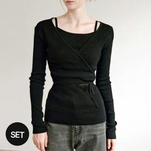 [헤레이스](나시포함)랩 브이넥 가디건 세트_YMSH25FW060