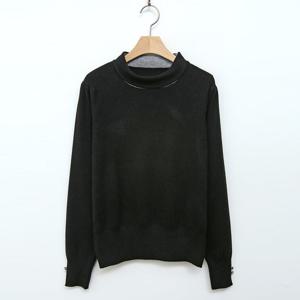 샵앤) 여성 반목 퍼프 트임소매 밴딩 긴팔 니트 티셔츠 DGB-WKN-4823-블랙