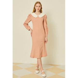 [JJ지고트]배색 더블칼라 퍼프 원피스GN3P0OP30