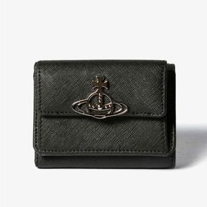 25FW 비비안웨스트우드 로고 사피아노 바이오그린 플랩 지갑 블랙 5115002UW L001N N401