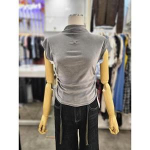 밸리걸 세이브존01 반목 캡소매 슬림 크롭 티셔츠 609850