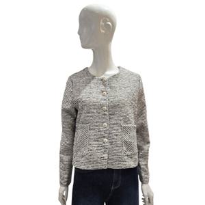 [에이비에프지]칼라믹스 스트라이프패턴 라운드넥 트위드자켓 AGNZ4ZJ08J