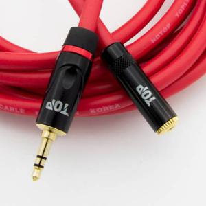 HDTOP 국산 3.5 스테레오 AUX MF 연장 케이블 레드 0.5M HT-TP1904