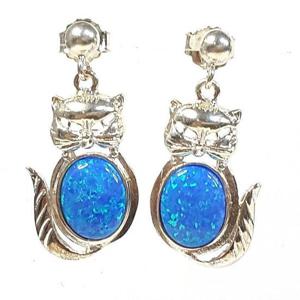 [블루케이] 실버고양이 오팔 합성석 귀걸이250310-19