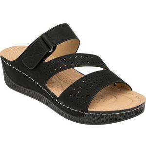 [월드컵]슈넬 여성 크로스 3밴드 찍찍이 통굽웨지샌들