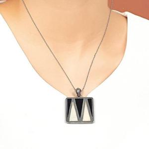 [블루케이] 실버925 흑백조개 원석목걸이250509-08