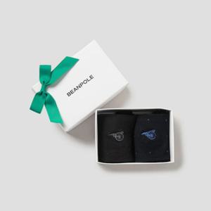 [빈폴] 남성 베이직 중목 양말 2족 세트 - 네이비 BE59KTM91R