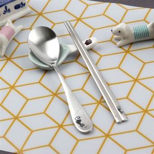 DMK 스테인리스 고양이 아동 스푼 젓가락 1P OPP포장 포크