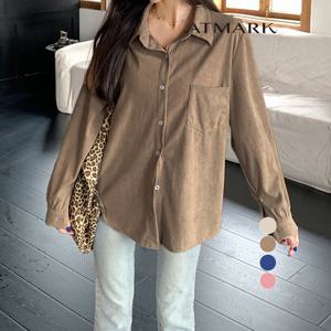 ATMARK (77까지)루즈솔리드포켓코듀로이셔츠_AA56SH023G