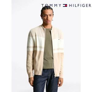 [타미힐피거] 컬러 블록 니트 집업 (T12F6KCD721ML1_AEG)