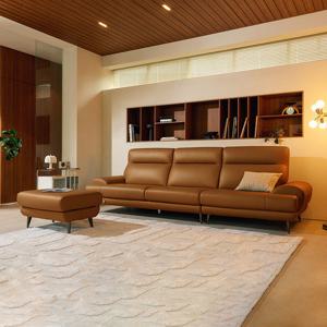 [다우닝] 클로 3.5인 전체 통가죽 소파+스툴