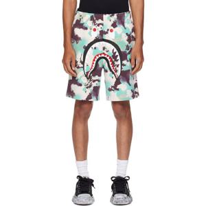 25 FW BAPE 남성 블루   퍼플 맵 카모 레귤러 핏 샤크 스웨트쇼츠 251546M193004