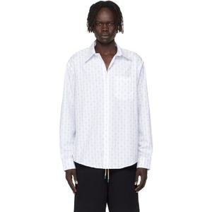 25 FW 카사블랑카 남성 화이트 프린트 모노그램 옥스포드 셔츠 252195M192013