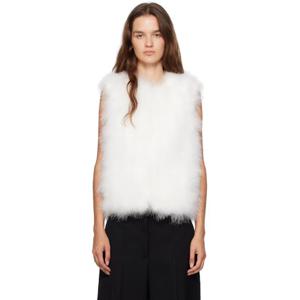 25 FW 이브살로몬 여성 화이트 크롭 깃털 베스트 252594F062040