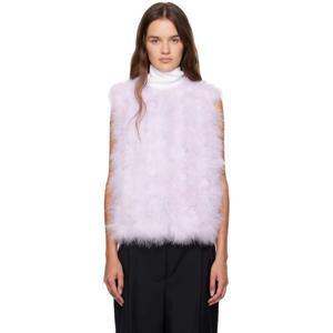 25 FW 이브살로몬 여성 퍼플 크롭 깃털 베스트 252594F062033