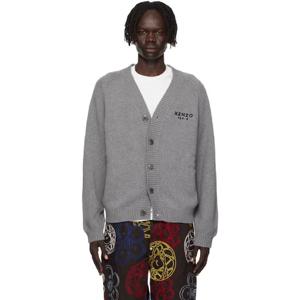 25 FW 겐조 남성 그레이 겐조 파리 보크 플라워 가디건 252387M200003