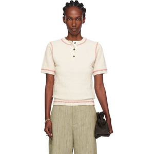 25 FW 보테가베네타 여성 오프 화이트 코튼 와플 폴로 셔츠 251798F108000